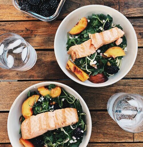 Summer Feasting: 10 Mouthwatering Salmon Recipes to Try GrilledPeachArugulaSaladandSalmon
