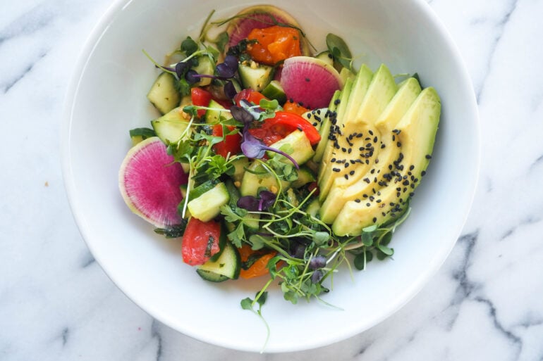 Tomato Cucumber Salad Recipe - Refreshing Summer Delight cucumbertomatomontsaladwithmicrogreens