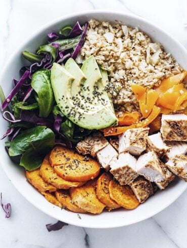 Chicken Balanced Bowl With Cauli-Rice + Roasted Veggies: A Healthy Delight 5 Tasty AF Chicken Balanced Bowl With Cauli Rice Roasted Veggies